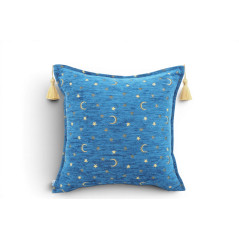 Fabric Pillow,Fabric Pillow 18x18,Navy Blue Arabian NIght Pattern Turkish Fabric Pillow Cover,Decorative Accent and Throw Pillow