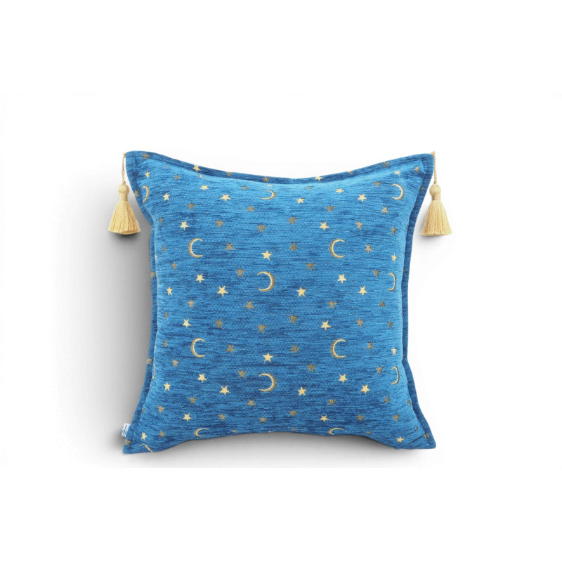 Turkish Fabric Pillow Cover 18x18, Royal Blue Boho Throw Pillow,Arabian Night Pattern Decorative Sofa Accent Ethnic Cushion Case
