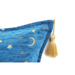 Turkish Fabric Pillow Cover 18x18, Royal Blue Boho Throw Pillow,Arabian Night Pattern Decorative Sofa Accent Ethnic Cushion Case