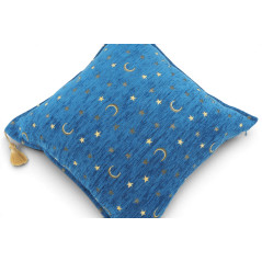 Turkish Fabric Pillow Cover 18x18, Royal Blue Boho Throw Pillow,Arabian Night Pattern Decorative Sofa Accent Ethnic Cushion Case