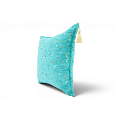 Turkish Fabric Pillow 18x18, Turquoise Blue Arabian Night Pattern Decorative Ottoman Fabric Pillow