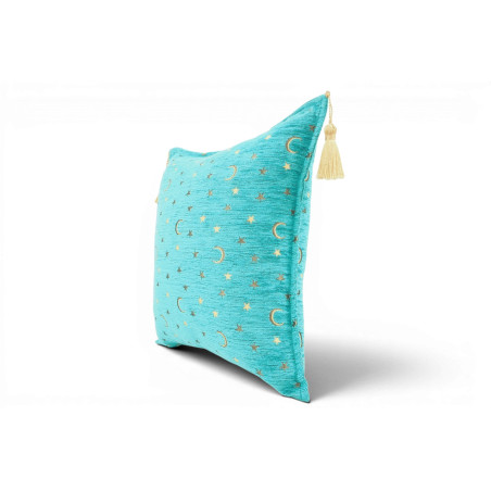 Turkish Fabric Pillow 18x18, Turquoise Blue Arabian Night Pattern Decorative Ottoman Fabric Pillow