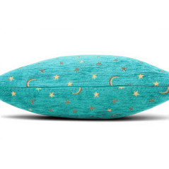 Turkish Fabric Pillow Cover 18x18, Turquoise Blue Boho Throw Pillow, Arabian Night Pattern Decorative Sofa Accent Ethnic Cushion