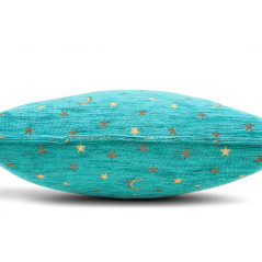 Turkish Fabric Pillow Cover 18x18, Turquoise Blue Boho Throw Pillow, Arabian Night Pattern Decorative Sofa Accent Ethnic Cushion